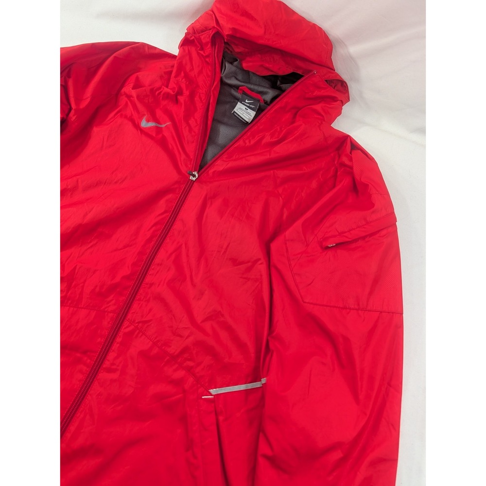 Nike Storm Fit Full Zip Solid Red Hooded Casual Jacket Mesh Lined Windbreaker S